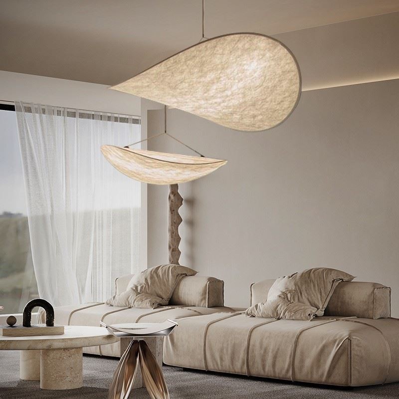 Plafonnier décoratif en soie, lumière suspendue, blanc chaud