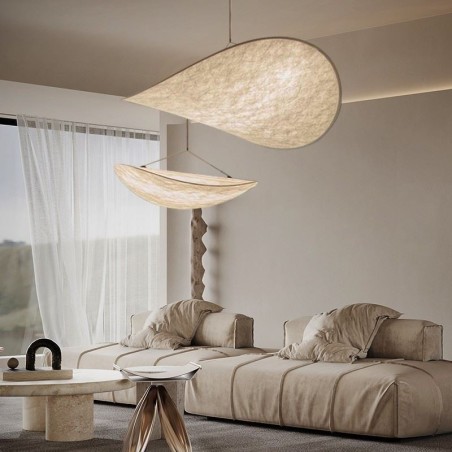 Plafonnier décoratif en soie, lumière suspendue, blanc chaud Plafonnier décoratif en soie, lumière suspendue, blanc chaud
