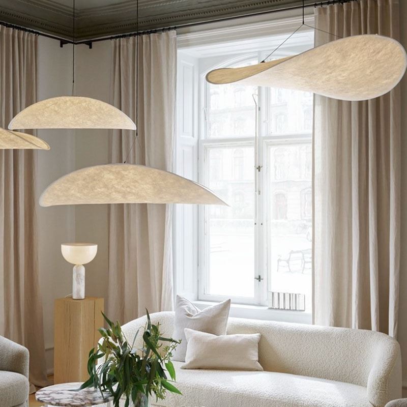 Plafonnier décoratif en soie, lumière suspendue, blanc chaud