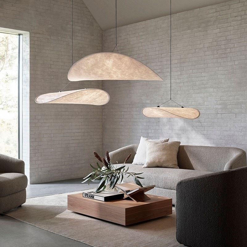 Plafonnier décoratif en soie, lumière suspendue, blanc chaud