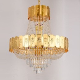 Suspension en cristal doré, plafonnier décoratif élégant