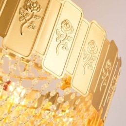 Suspension en cristal doré, plafonnier décoratif élégant
