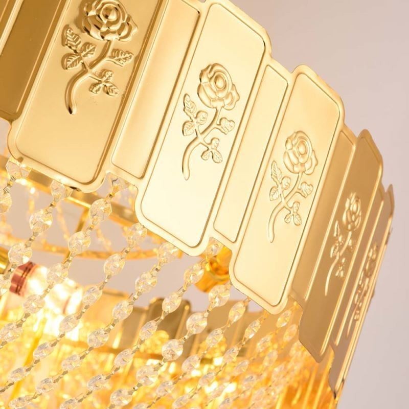 Suspension en cristal doré, plafonnier décoratif élégant