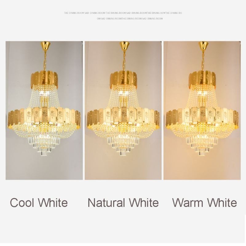 Suspension en cristal doré, plafonnier décoratif élégant