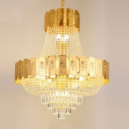Suspension en cristal doré, plafonnier décoratif élégant