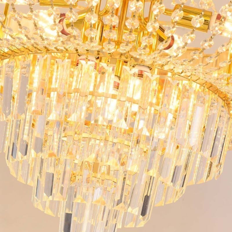 Suspension en cristal doré, plafonnier décoratif élégant