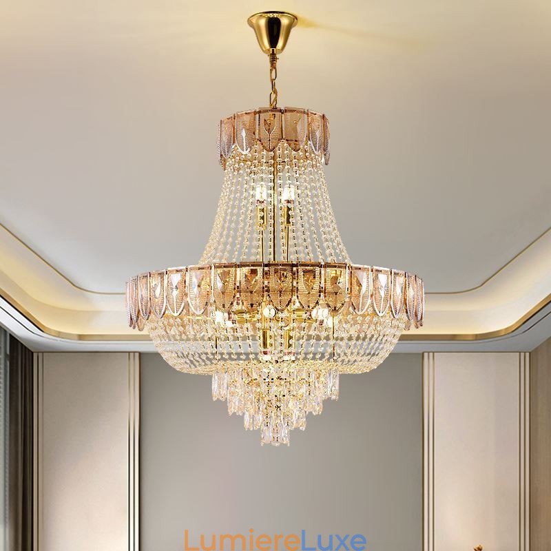Suspension en cristal, plafonnier décoratif de luxe