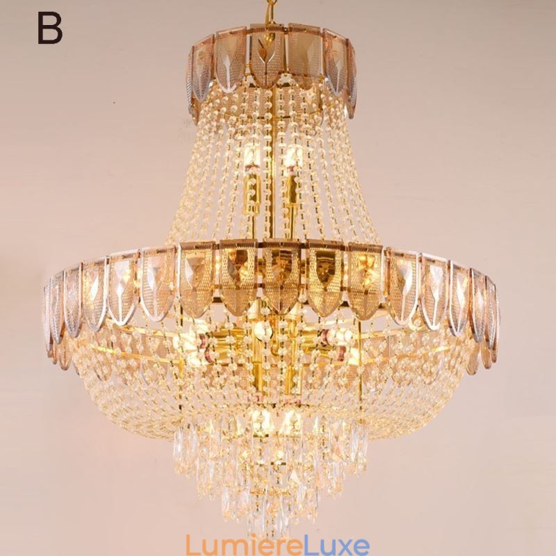 Suspension en cristal, plafonnier décoratif de luxe