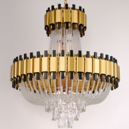 Suspension en cristal doré, lampe de plafond décorative de luxe