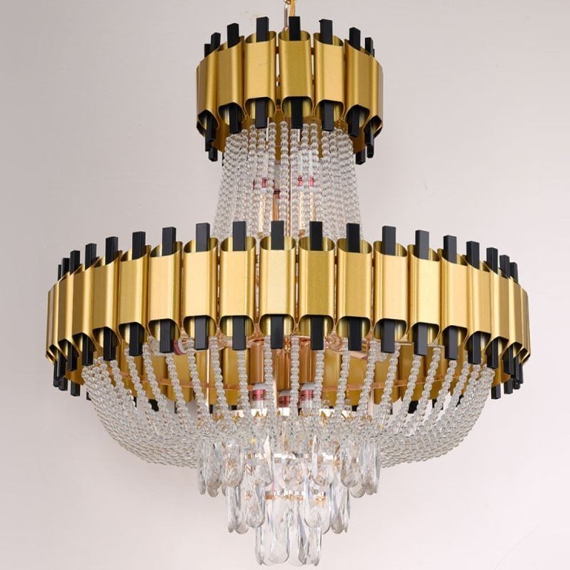 Suspension en cristal doré, lampe de plafond décorative de luxe