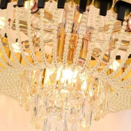 Suspension en cristal doré, lampe de plafond décorative de luxe