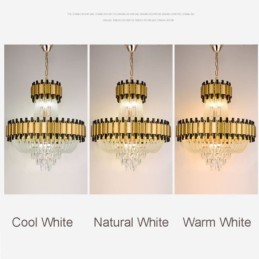 Suspension en cristal doré, lampe de plafond décorative de luxe