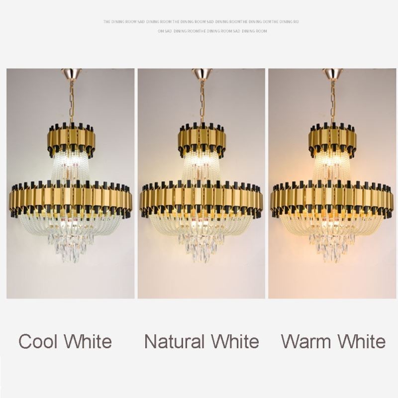 Suspension en cristal doré, lampe de plafond décorative de luxe