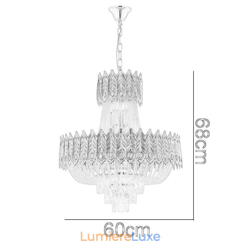 Suspension en cristal, plafonnier décoratif de luxe 60 cm