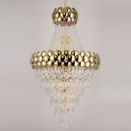 Suspension en cristal plaqué or duplex, lampe de plafond décorative de luxe 80 cm