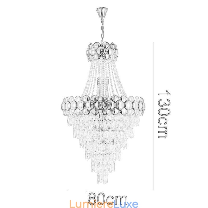 Suspension en cristal plaqué or duplex, lampe de plafond décorative de luxe 80 cm