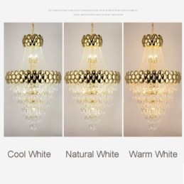 Suspension en cristal plaqué or duplex, lampe de plafond décorative de luxe 80 cm
