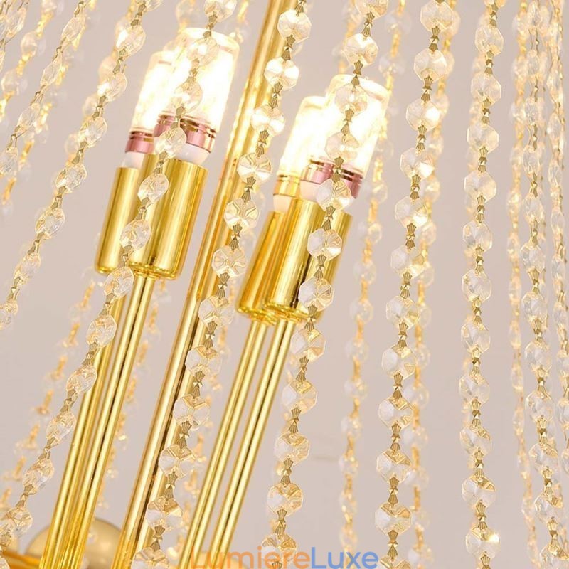 Suspension en cristal plaqué or duplex, lampe de plafond décorative de luxe 80 cm