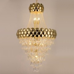 Suspension en cristal plaqué or duplex, lampe de plafond décorative de luxe 80 cm