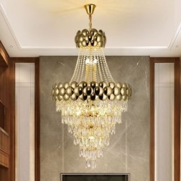 Suspension en cristal plaqué or duplex, lampe de plafond décorative de luxe 80 cm
