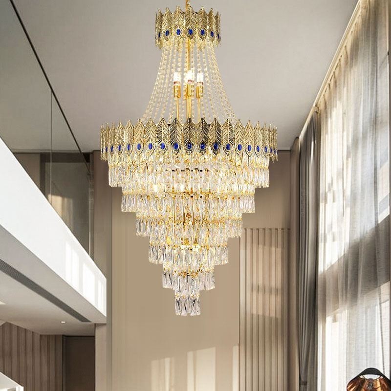 Suspension en cristal, luminaire décoratif de luxe sophistiqué, 80 cm