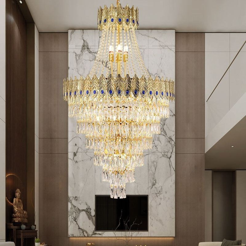 Suspension en cristal, luminaire décoratif de luxe sophistiqué, 80 cm