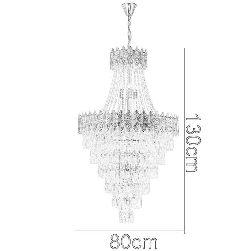 Suspension en cristal, luminaire décoratif de luxe sophistiqué, 80 cm