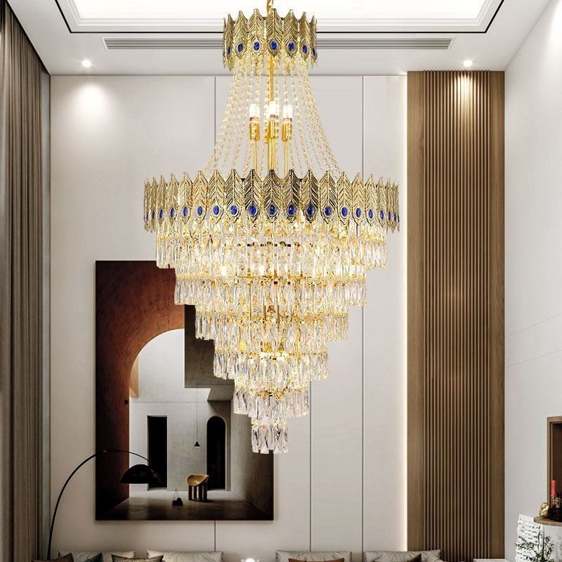 Suspension en cristal, luminaire décoratif de luxe sophistiqué, 80 cm