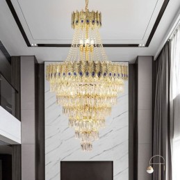 Suspension en cristal, luminaire décoratif de luxe sophistiqué, 80 cm
