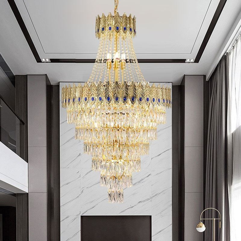 Suspension en cristal, luminaire décoratif de luxe sophistiqué, 80 cm