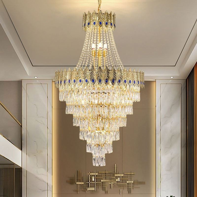 Suspension en cristal, luminaire décoratif de luxe sophistiqué, 80 cm