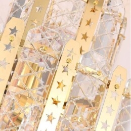 Suspension en cristal au 4e étage, plafonnier décoratif de luxe avec feuille de fer creuse dorée
