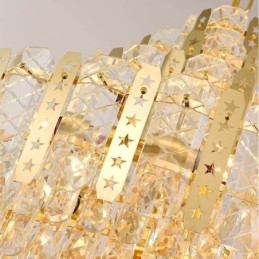 Suspension en cristal au 4e étage, plafonnier décoratif de luxe avec feuille de fer creuse dorée