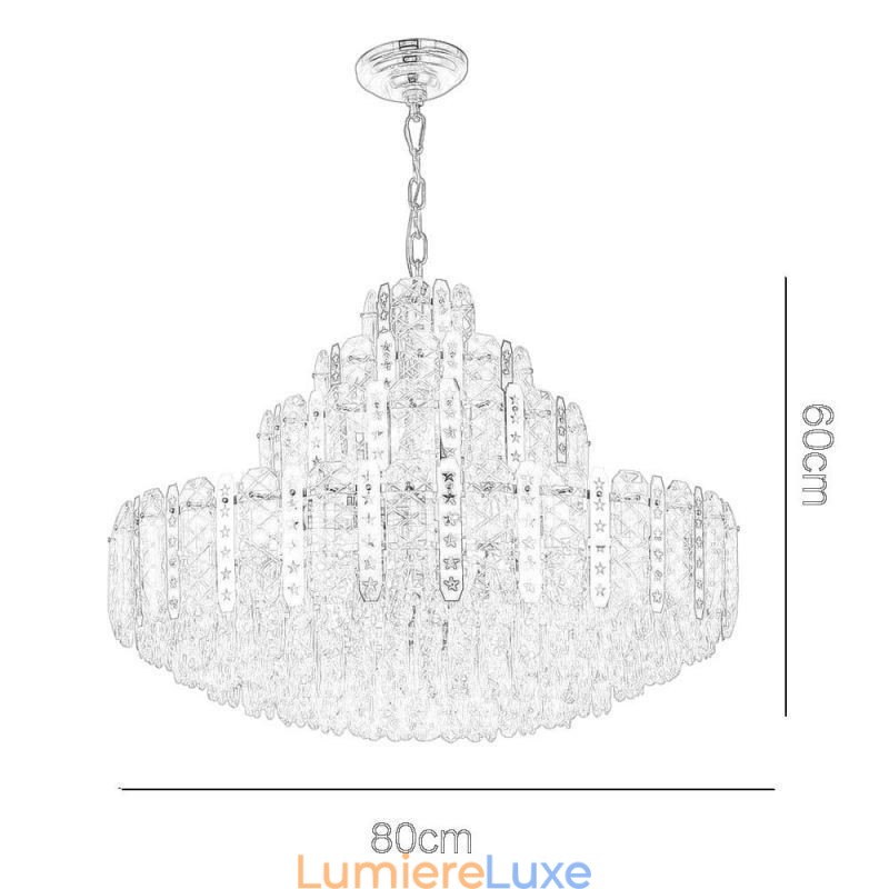 Suspension en cristal au 4e étage, plafonnier décoratif de luxe avec feuille de fer creuse dorée