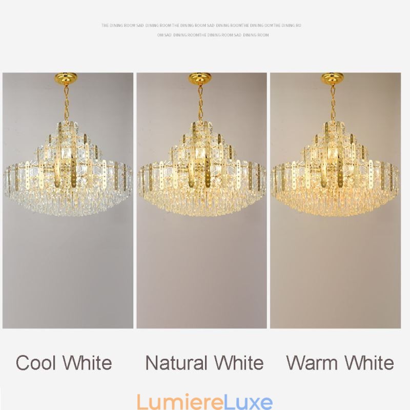 Suspension en cristal au 4e étage, plafonnier décoratif de luxe avec feuille de fer creuse dorée