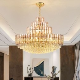 Suspension en cristal à quatre niveaux, plafonnier décoratif de luxe 80 cm