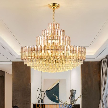 Suspension en cristal à quatre niveaux, plafonnier décoratif de luxe 80 cm Suspension en cristal à quatre niveaux, plafonnier décoratif de luxe 80 cm