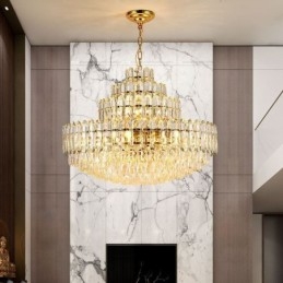 Suspension en cristal à quatre niveaux, plafonnier décoratif de luxe 80 cm