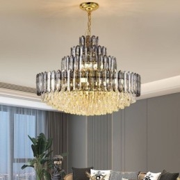 Suspension en cristal à quatre niveaux, plafonnier décoratif de luxe 80 cm