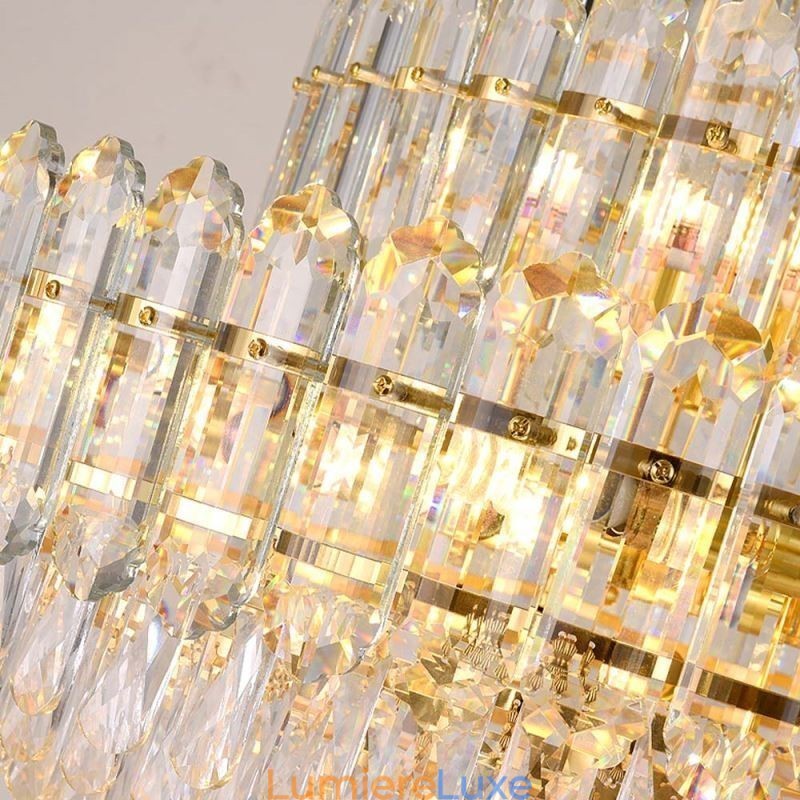 Suspension en cristal à quatre niveaux, plafonnier décoratif de luxe 80 cm