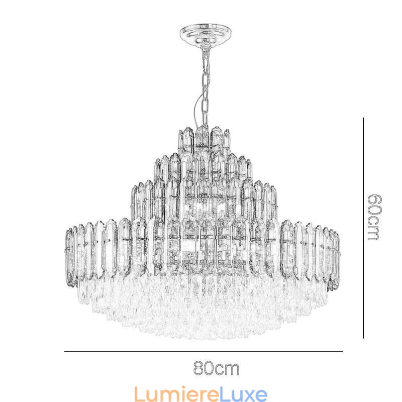 Suspension en cristal à quatre niveaux, plafonnier décoratif de luxe 80 cm