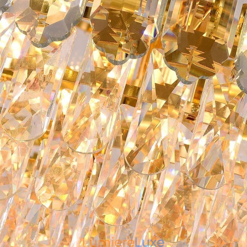 Suspension en cristal à quatre niveaux, plafonnier décoratif de luxe 80 cm
