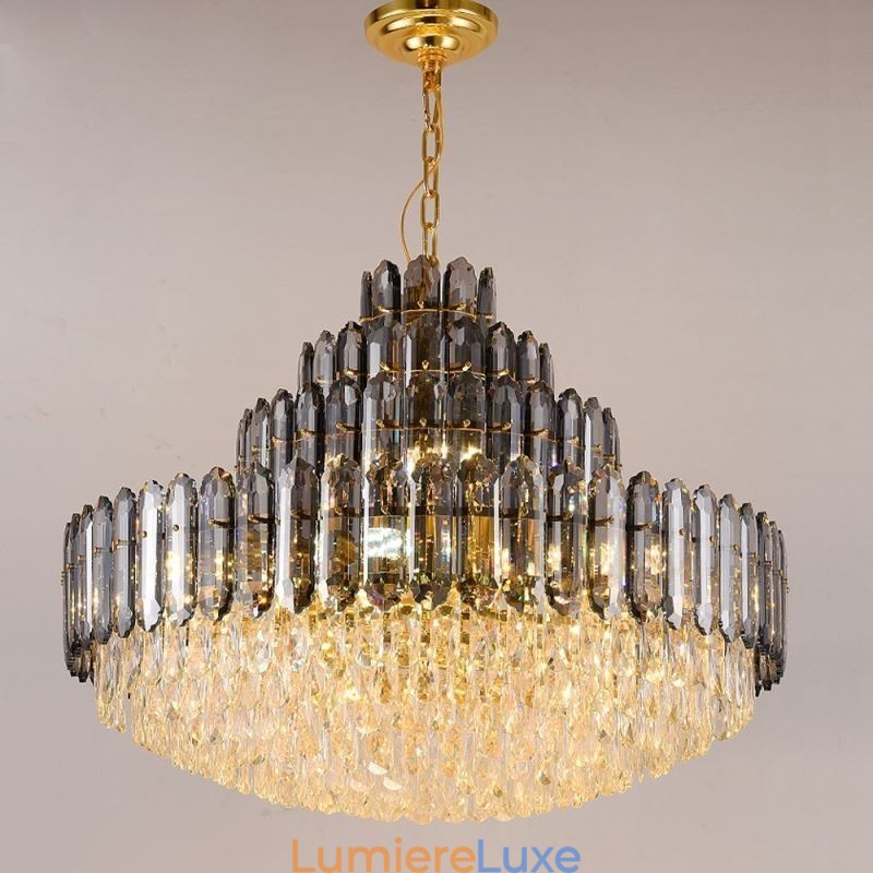 Suspension en cristal à quatre niveaux, plafonnier décoratif de luxe 80 cm