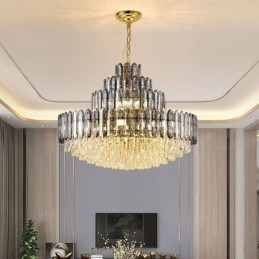 Suspension en cristal à quatre niveaux, plafonnier décoratif de luxe 80 cm