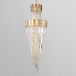 Suspension en cristal doré, plafonnier décoratif luxueux 60 x H 180 cm