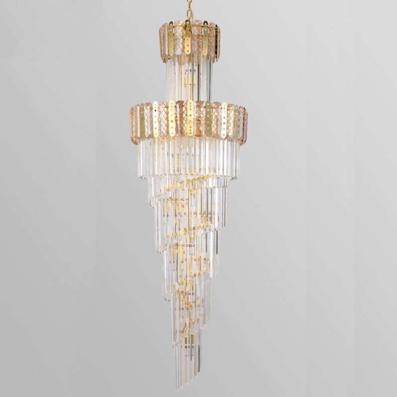 Suspension en cristal doré, plafonnier décoratif luxueux 60 x H 180 cm