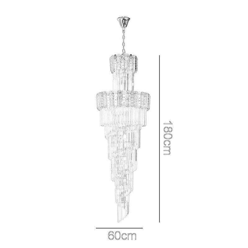 Suspension en cristal doré, plafonnier décoratif luxueux 60 x H 180 cm