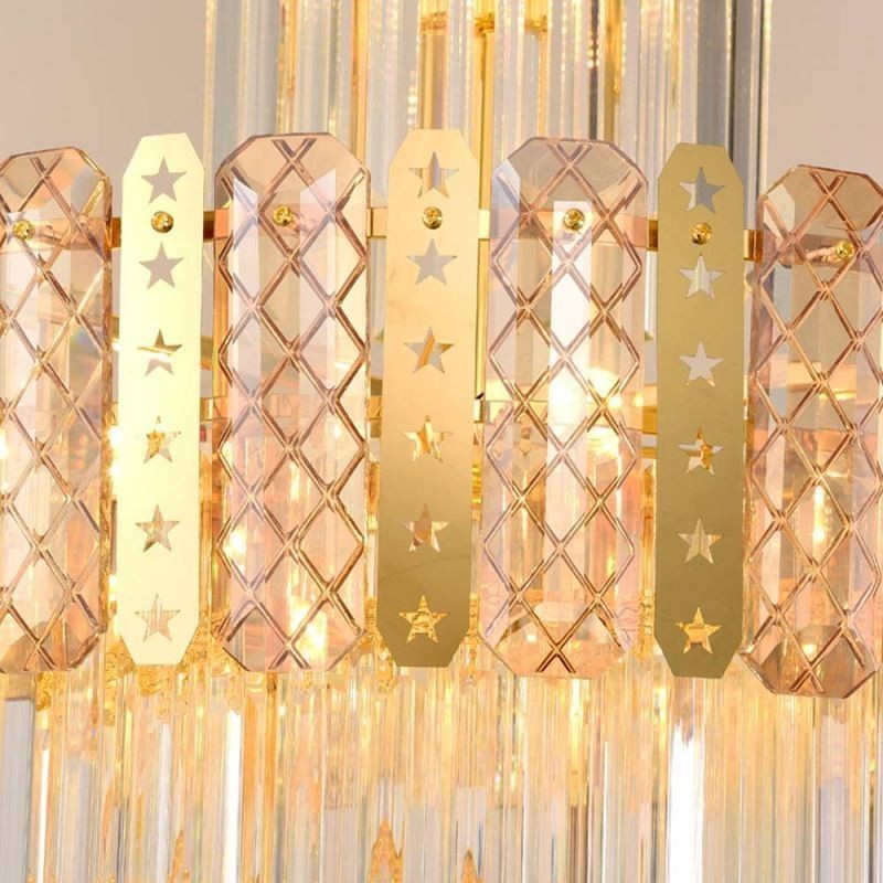 Suspension en cristal doré, plafonnier décoratif luxueux 60 x H 180 cm