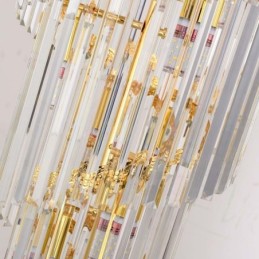 Suspension en cristal doré, plafonnier décoratif luxueux 60 x H 180 cm