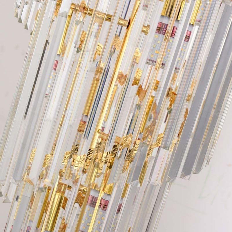 Suspension en cristal doré, plafonnier décoratif luxueux 60 x H 180 cm